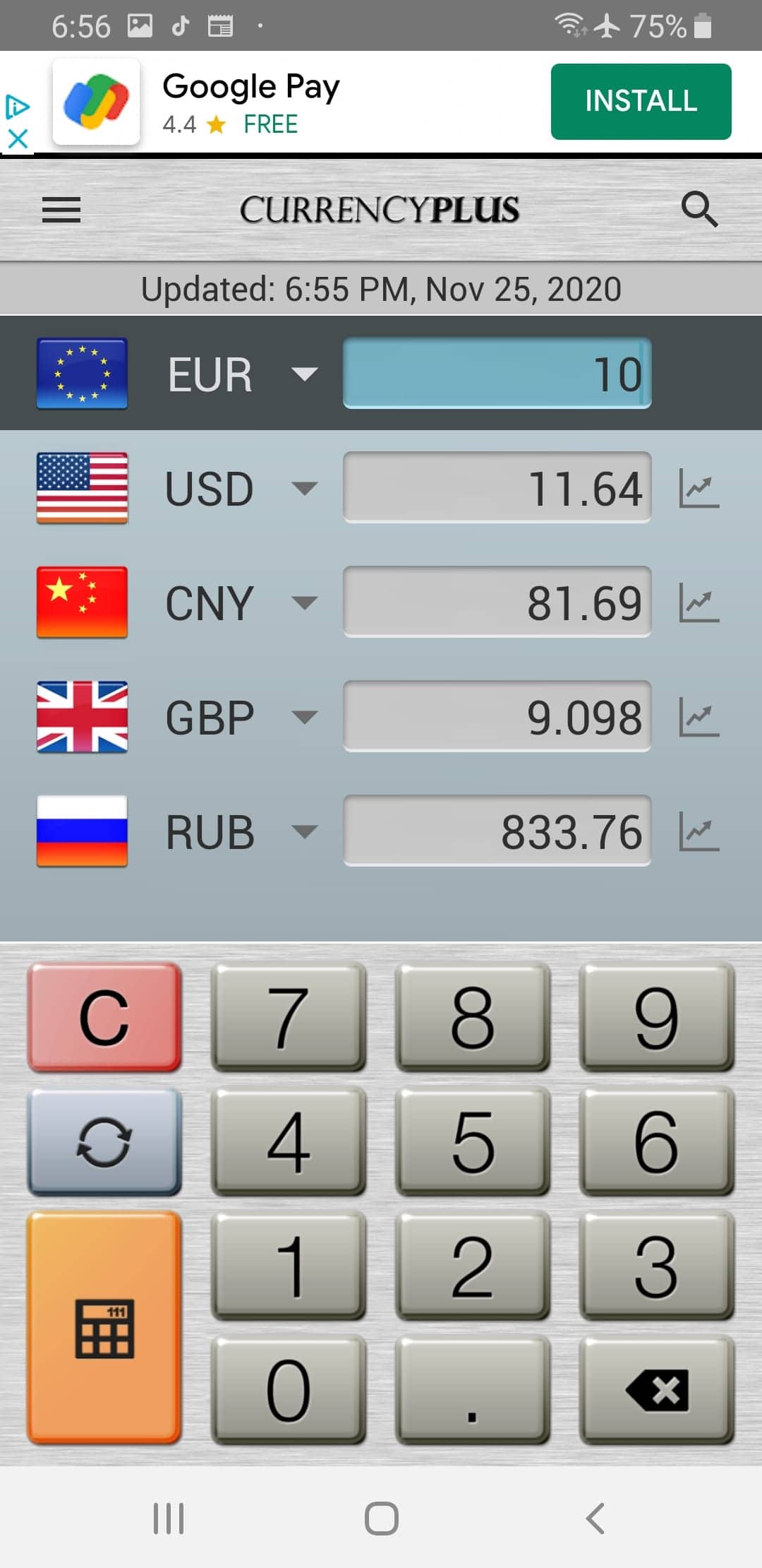 Screenshot From Our Currency Converter Plus Review