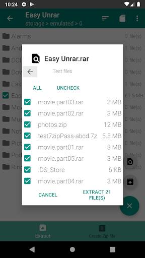 Screenshot From Our Easy Unrar, Unzip & Zip Review
