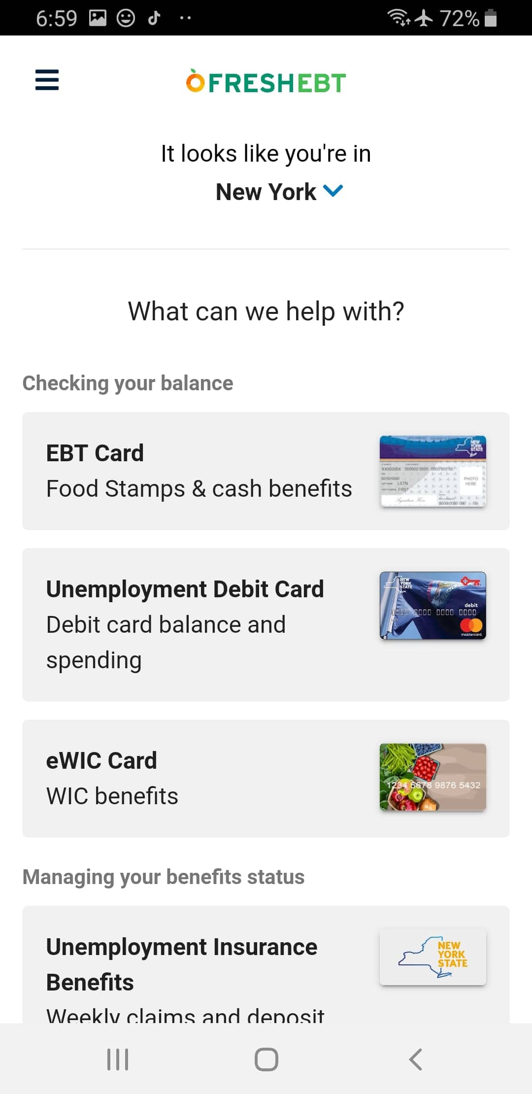 Screenshot From Our Fresh EBT – Food Stamp Balance Review