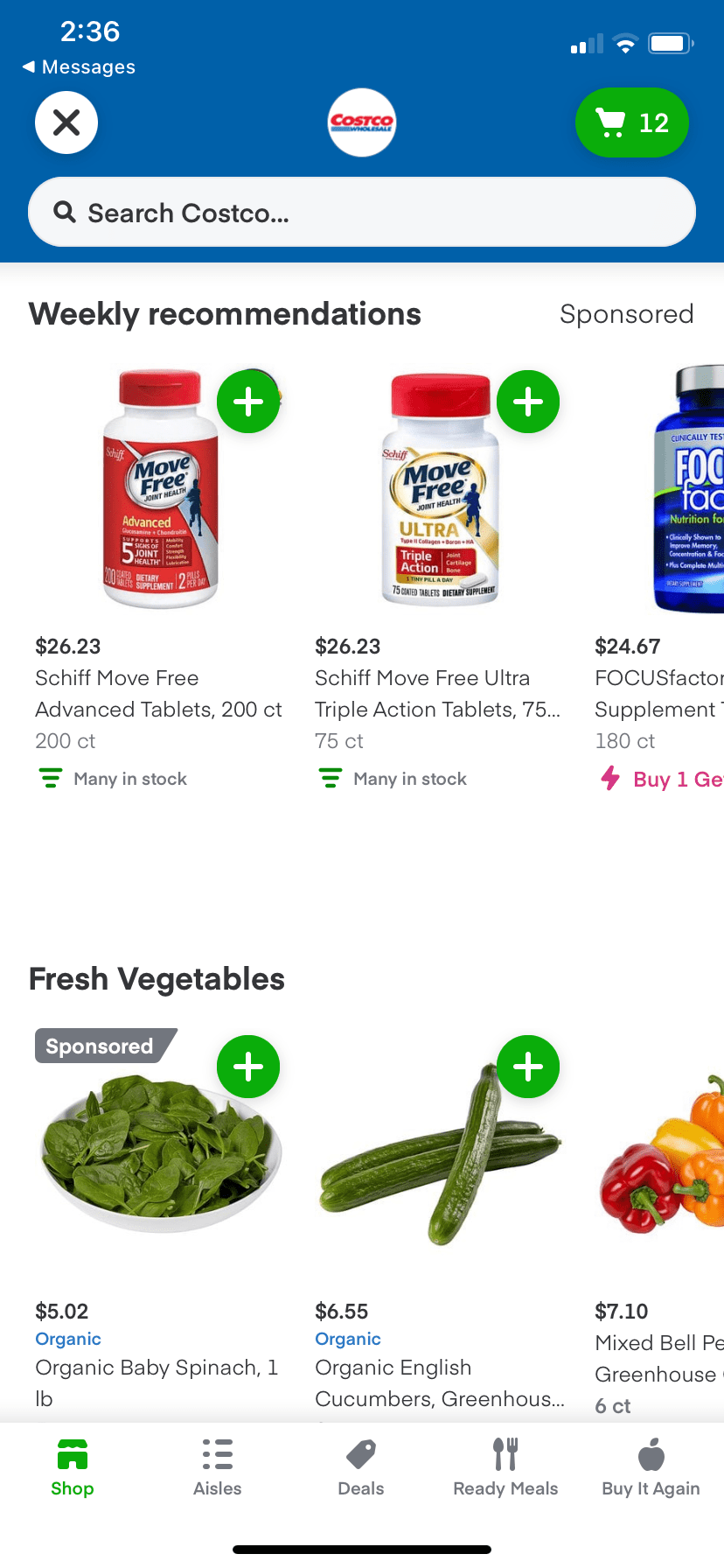 Screenshot From Our Instacart Market Food Delivery Review