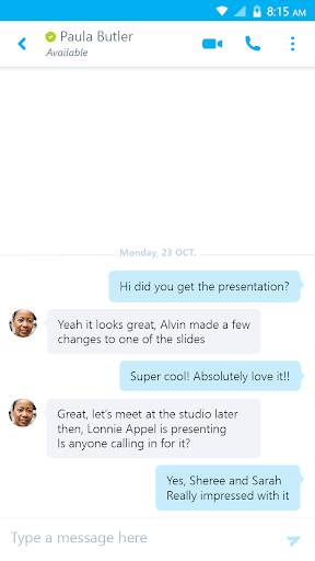 Screenshot From Our Skype for Business for Android Review