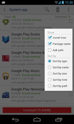 Screenshot From Our System app remover (root neede Review