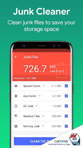 Screenshot From Our Virus Cleaner - Phone security Review