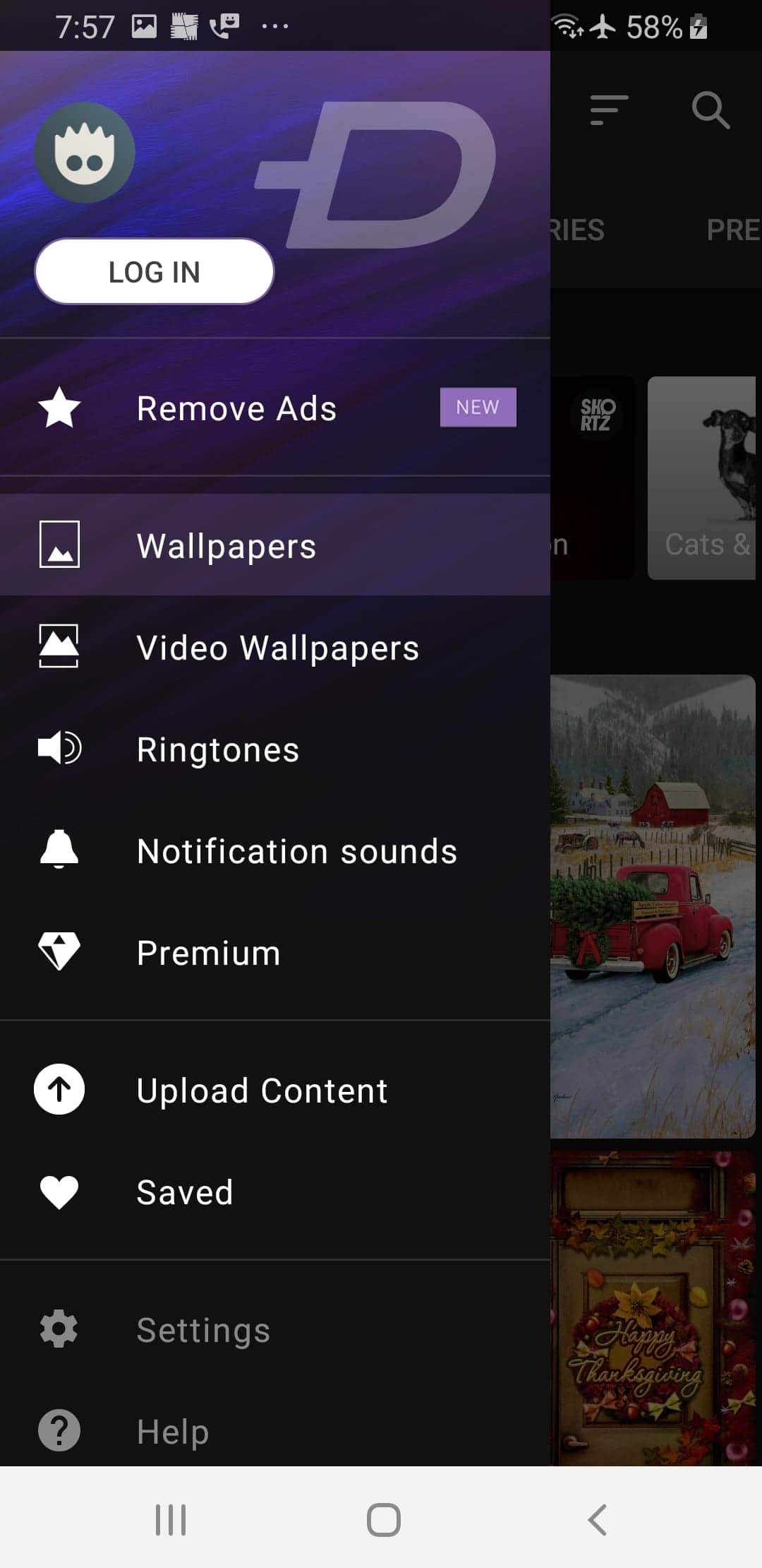 Screenshot From Our  Zedge Wallpapers and Ringtones Review